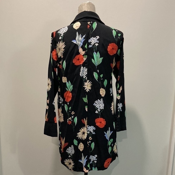 ZARA Black Floral Long Sleeve Dress - Picture 8 of 16